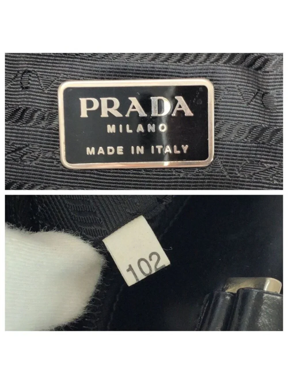 Prada Black Silver Patent Leather Tote Bag